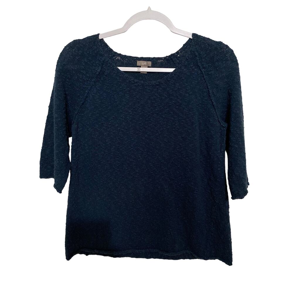 J. Jill Women's Sweater Small Petite Dark Teal Raised Knit